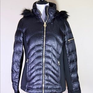 Michael Kors Mixed Media Hoodie Puffer Coat